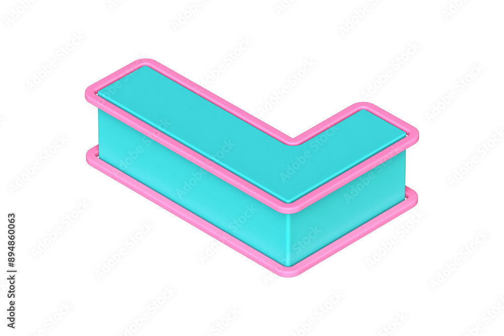 Poster top view 3d letter l in turquoise and pink. isometric 3d rendering display typography suitable for p