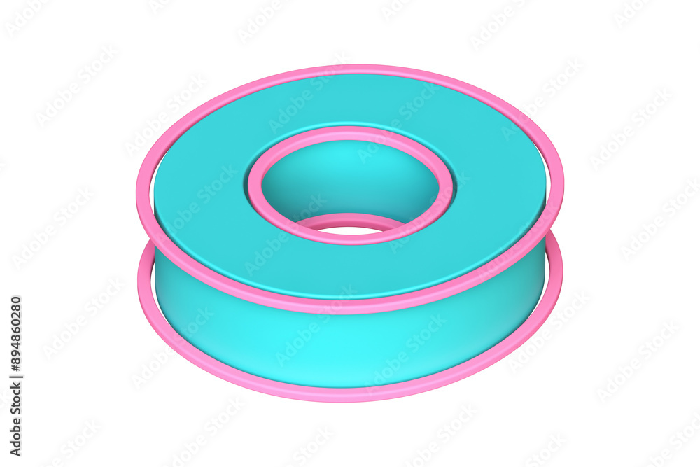 Poster top view 3d letter o in turquoise and pink. isometric 3d rendering display typography suitable for p
