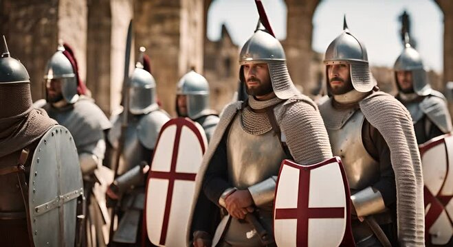 Templar soldiers in the crusades.