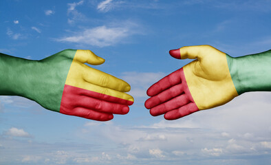 Republic of Guinea and Benin country handshaking with flags, consensus concept international co-operation illustration