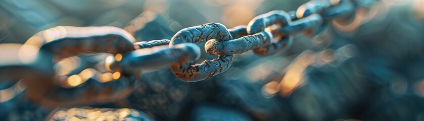 Fetters freeing under rigidity, symbolizing the endurance needed for liberation, copy space, rigidity theme, surreal, composite, ancient fortress