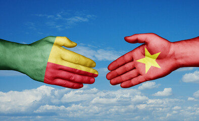 Vietnam and Benin country handshaking with flags, consensus concept international co-operation illustration