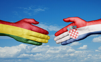 Croatia and Bolivia country handshaking with flags, consensus concept international co-operation illustration