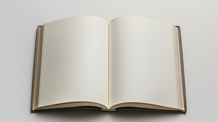 Open blank notebook isolated on white background Blank book, top view, vintage style