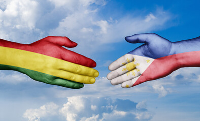 Philippines and Bolivia country handshaking with flags, consensus concept international co-operation illustration