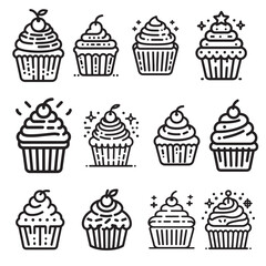  Set of cake icon, vector illustration.Cake for celebration. 