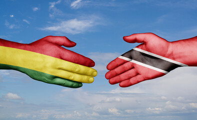 Trinidad and Tobago and Bolivia country handshaking with flags, consensus concept international co-operation illustration