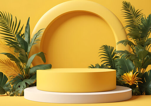 Yellow product stand, summer theme