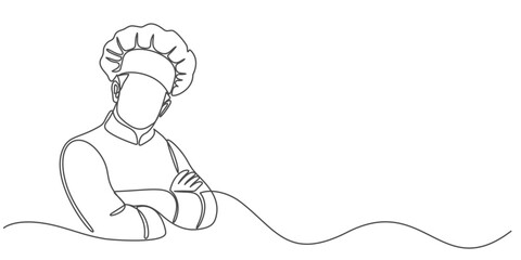 continuous line drawing of chef vector eps	