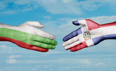 Dominican Republic and Bulgaria country handshaking with flags, consensus concept international co-operation illustration