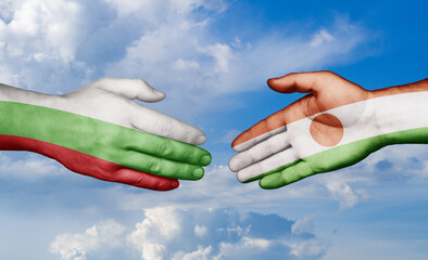 Niger and Bulgaria country handshaking with flags, consensus concept international co-operation illustration