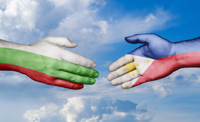 Philippines and Bulgaria country handshaking with flags, consensus concept international co-operation illustration