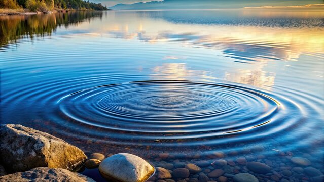 Ripples in dusky water created by throwing rocks , water, surface, reflection, nature, tranquility