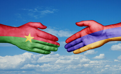 Armenia and Burkina Faso country handshaking with flags, consensus concept international co-operation illustration