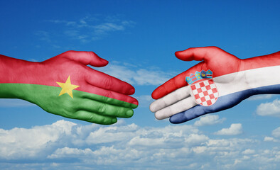 Croatia and Burkina Faso country handshaking with flags, consensus concept international co-operation illustration