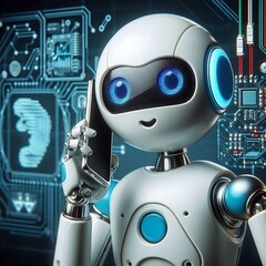 Ai robot talking on the phone