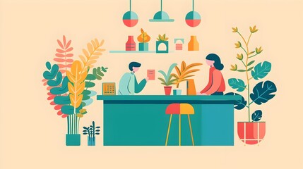 Banker Assisting Customer at the Counter in a Modern Office Setting