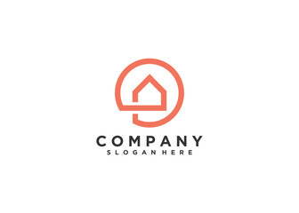 Initial Letter O logo with House Icon for Real Estate Property Logo Design