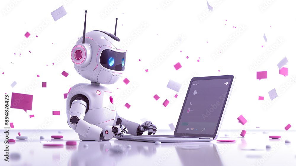 Poster ai chatbots working and chatting in computer