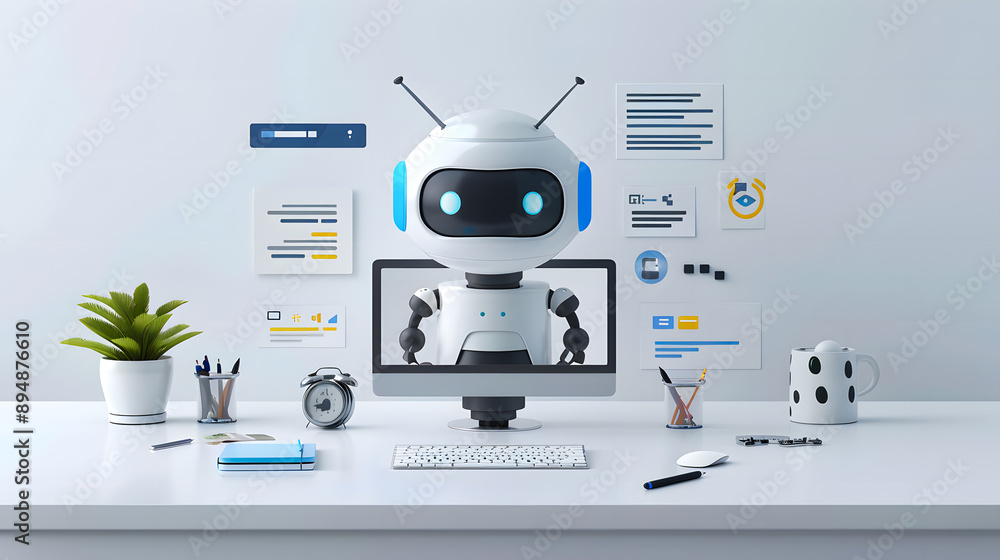 Fototapete Ai Chatbots working and chatting in computer