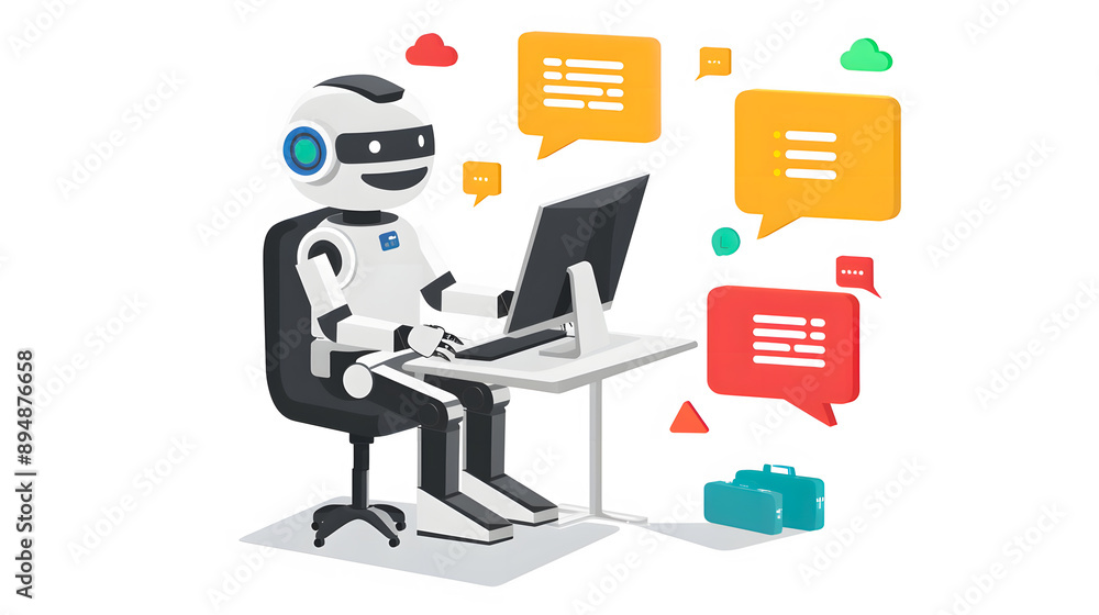 Poster ai chatbots working and chatting in computer