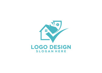 Modern Home investment logo design with tick mark and money