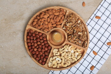 wooden menagerie with nuts and honey