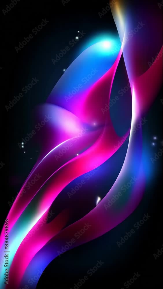 Poster glowing neon swirls dance in a dark background, creating an ethereal and mesmerizing visual display