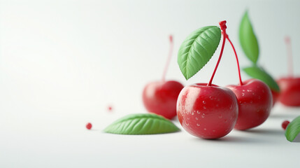 Cherry isolated. Sour cherry. Cherries with leaves on white background. Sour cherries on white. Cherry set. cherry isolated. cherries with leaf isolate. Whole and half of cherry on white. cherries.