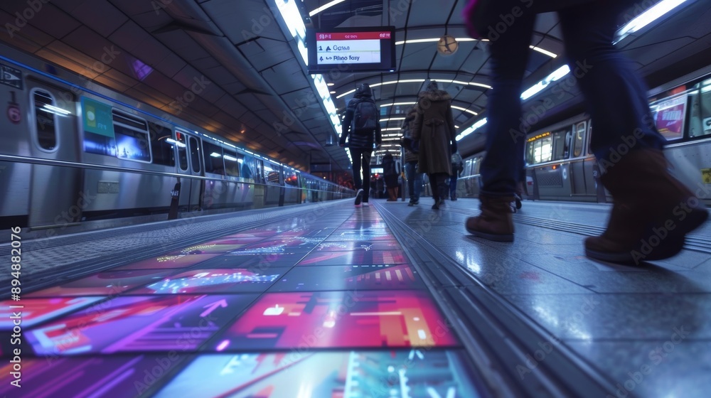 Aufkleber innovative digital ads on metro platform floor tiles captivate commuters with moving graphics and co