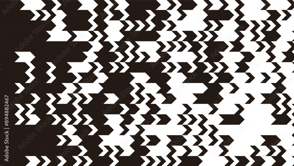 Poster transition of sharp arrows pattern. black and white geometric background. vector format illustration