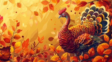 Happy Thansgiving day. Turkey bird banner background generated by ai