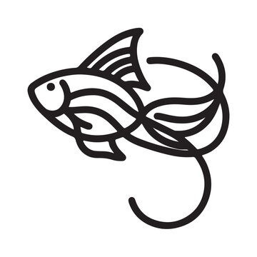 recommend clip art: black silhouette singal line fish with white background 