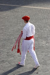 Basque young folk dancer in a street festival