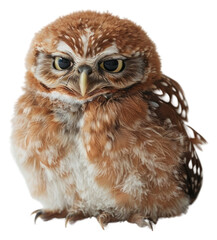 Naklejka premium PNG Adorable fluffy brown owl portrait