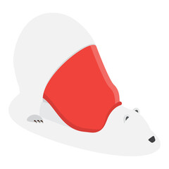 3D Isometric Flat Vector Set of Polar Bear Postures, White Big Animal. Item 4