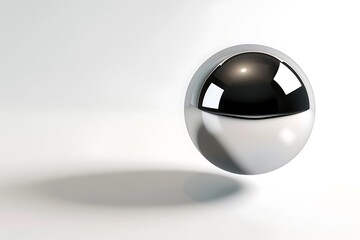 mid-air with a soft shadow underneath set against a pristine white background The surface of the sphere reflects light in a subtle gradient creating a smooth high-tech appearance