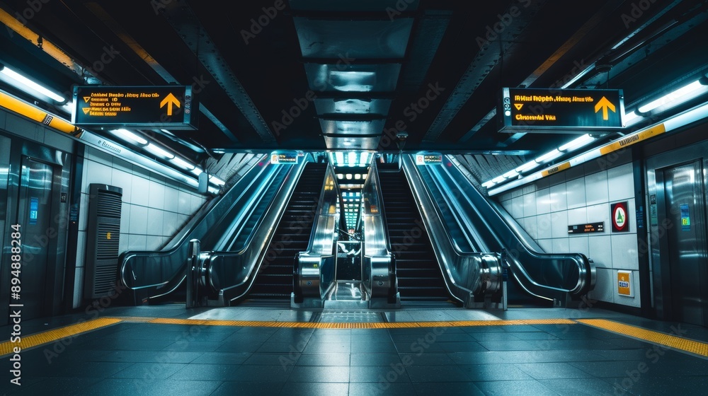 Aufkleber modern metro station with large signage for easy navigation and accessibility