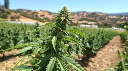 Serene Cannabis Plant in Natural Outdoor Agricultural Field for Hemp Cultivation