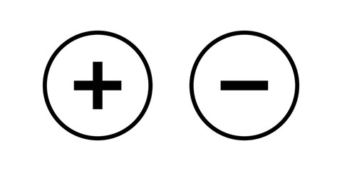 Plus minus icon set. Plus and minus sign. Flat illustration of vector icon on white background