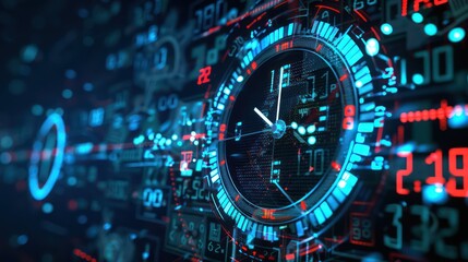 conceptual image of a digital clock with currency symbols replacing the numbers, illustrating time management in budgeting