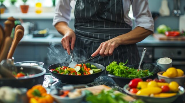 Professional Dietitian's Live Cooking Demo on Healthy Eating in a Charming Kitchen Setup for Diabetics