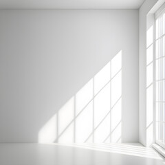Fototapeta premium White empty room with window and sunlight. 