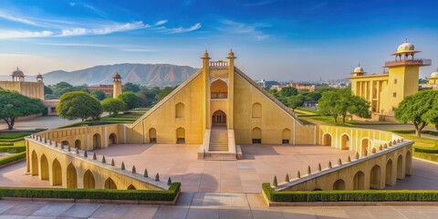 Unique architectural structure of Jantar Mantar Monument in Jaipur, India, astronomy