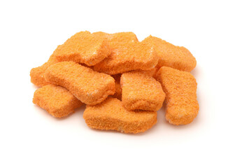 Heap of frozen breaded fish nuggets