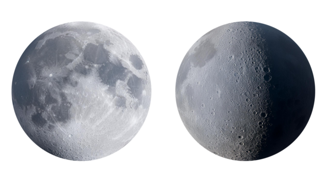 Moon transparent png, isolated lunar space graphic resource