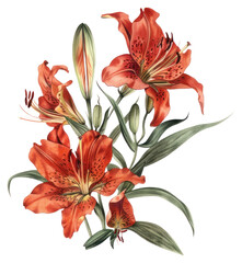 PNG Vibrant botanical lily illustration.