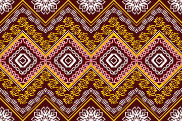 Ethnic Figure aztec embroidery style.Geometric ikat oriental traditional art pattern.Design for ethnic background,wallpaper,fashion,clothing,wrapping,fabric,element,sarong,graphic,vector illustration.