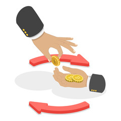 3D Isometric Flat Vector Illustration of DeFi Decentralized Finance, Blockchain Technology. Item 2