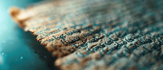 Artifact inscribed with old scripted writing, showcasing antiquity close up, focus on, ethereal, Multilayer, museum case backdrop